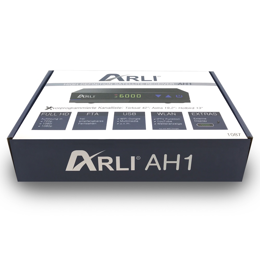 ARLI AH1 HD-Satelliten Receiver inkl. Wifi-Stick mit Antenne hd receiver sat satellitenschüssel ohne festplatte digital digitaler empfänger hdmi mini wlan wifi antenne iotv ip tv digital günstiger einsteiger smart klein keiner ohne türksat ligtv beinspor