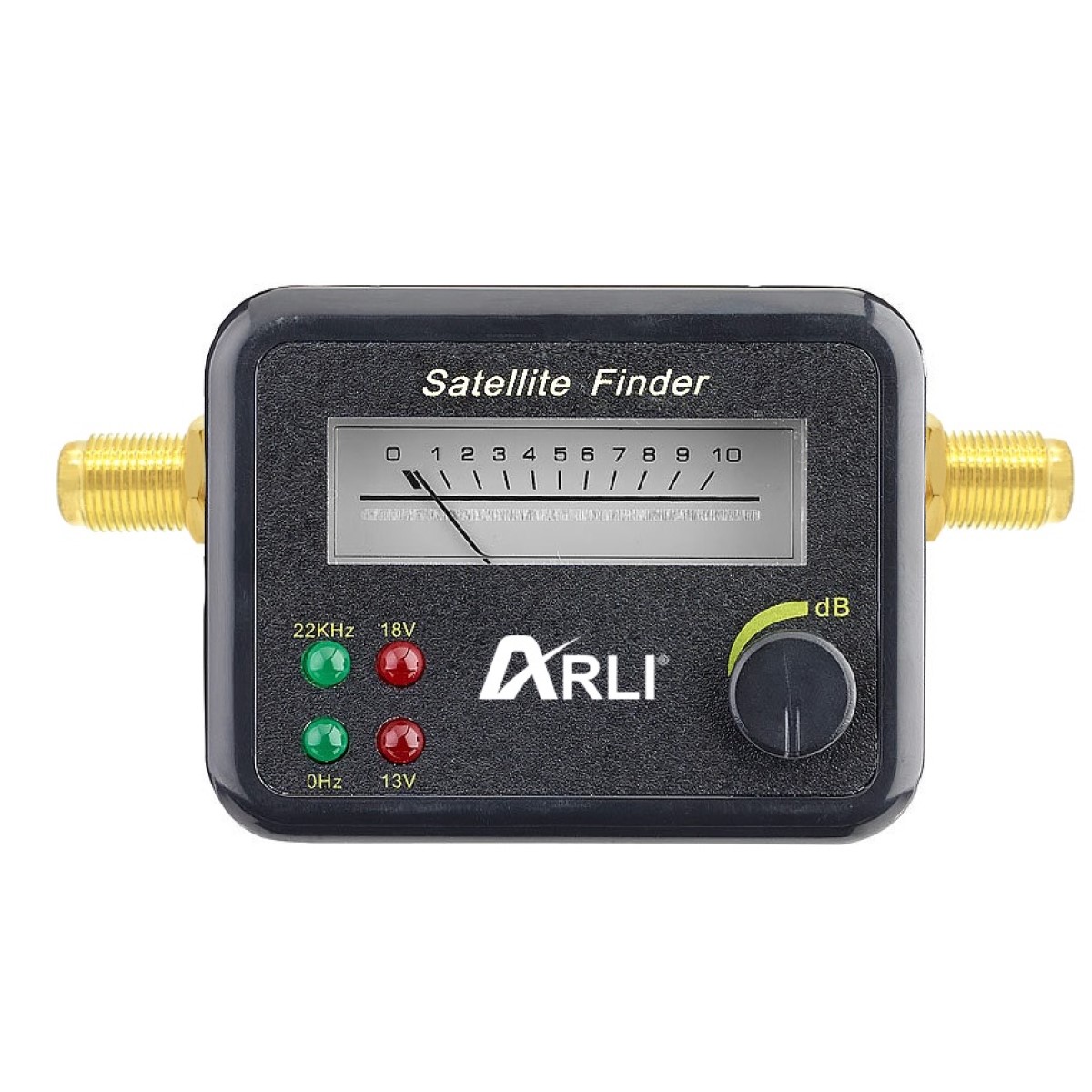 ARLI Digitaler Satfinder Satelliten Finder mit Pegelanzeige Signalton vergoldete Anschlüsse Sat Messgerät für Antennenausrichtung