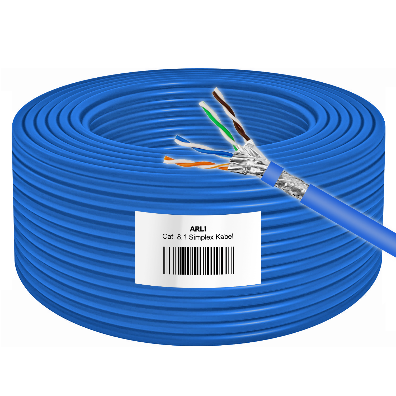 ARLI Cat8 Verlegekabel 100m - Cat 8.1 S/FTP LSZH Halogenfrei bis zu 40 Gbit/s 2000 MHz Netzwerkkabel