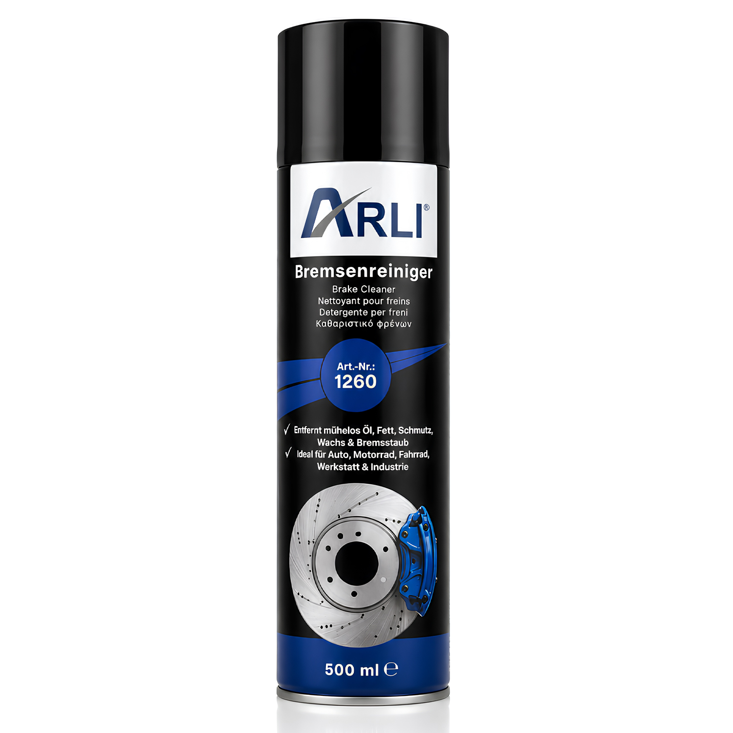ARLI Bremsenreiniger 500ml Bremsreiniger Spray Bremsen Kupplungsreiniger 360° Aerosol Reiniger
