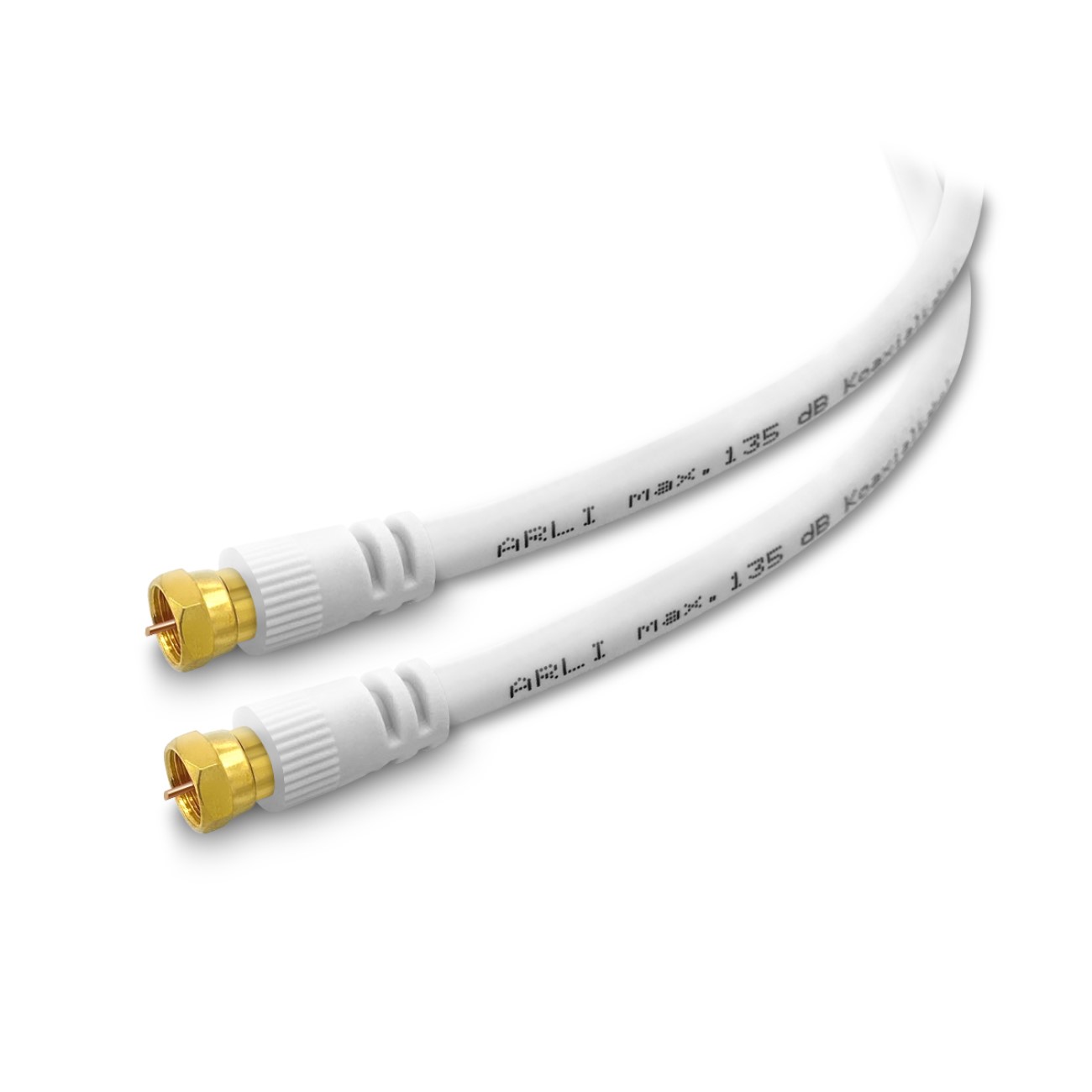 1m ARLI HD Sat Anschlusskabel weiss vergoldet max. 135 dB