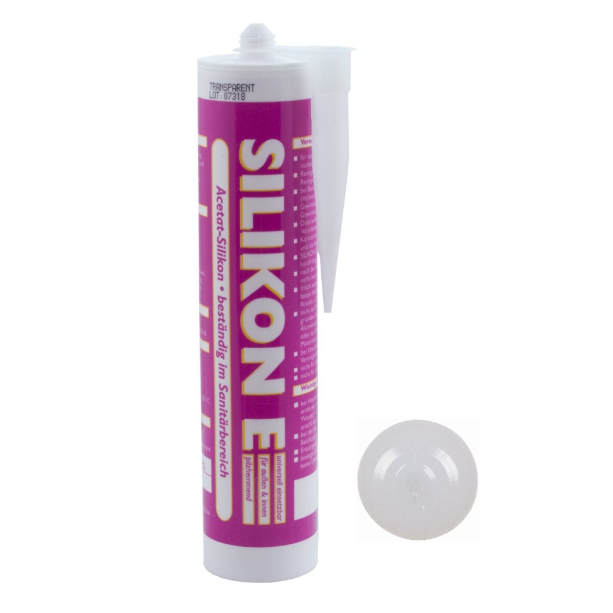 Silikon 310ml Transparent Universal Fugendichtmasse für Bad Dusche Küche Fenster Sanitär innen außen