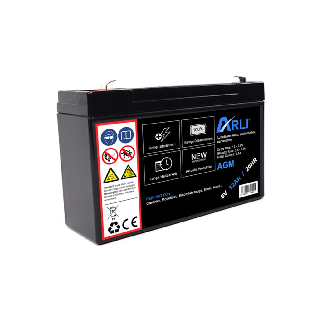AGM Blei Akku 6V 12Ah 20HR arli patona glasfaservlies batterie Caravan Modellbau Kinderfahrzeuge Boot Auto alarm anlagen notstrom Rasenmäher SUV ZSV USV Solar Batterien Motorräder Traktionsbatterien Fahrräder E bike elekktro Roller Scooter