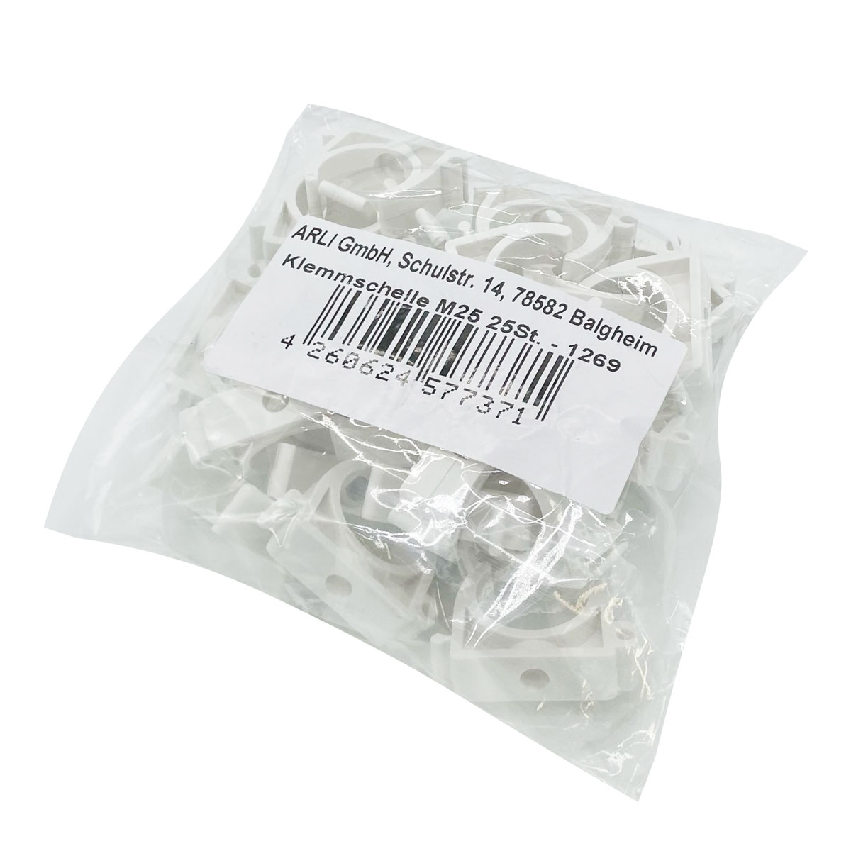 ARLI 25x Klemmschelle M25 Weiß – Rohrschellen für Installationsrohr Ø 25 mm Aufputz Montage Elektroinstallation