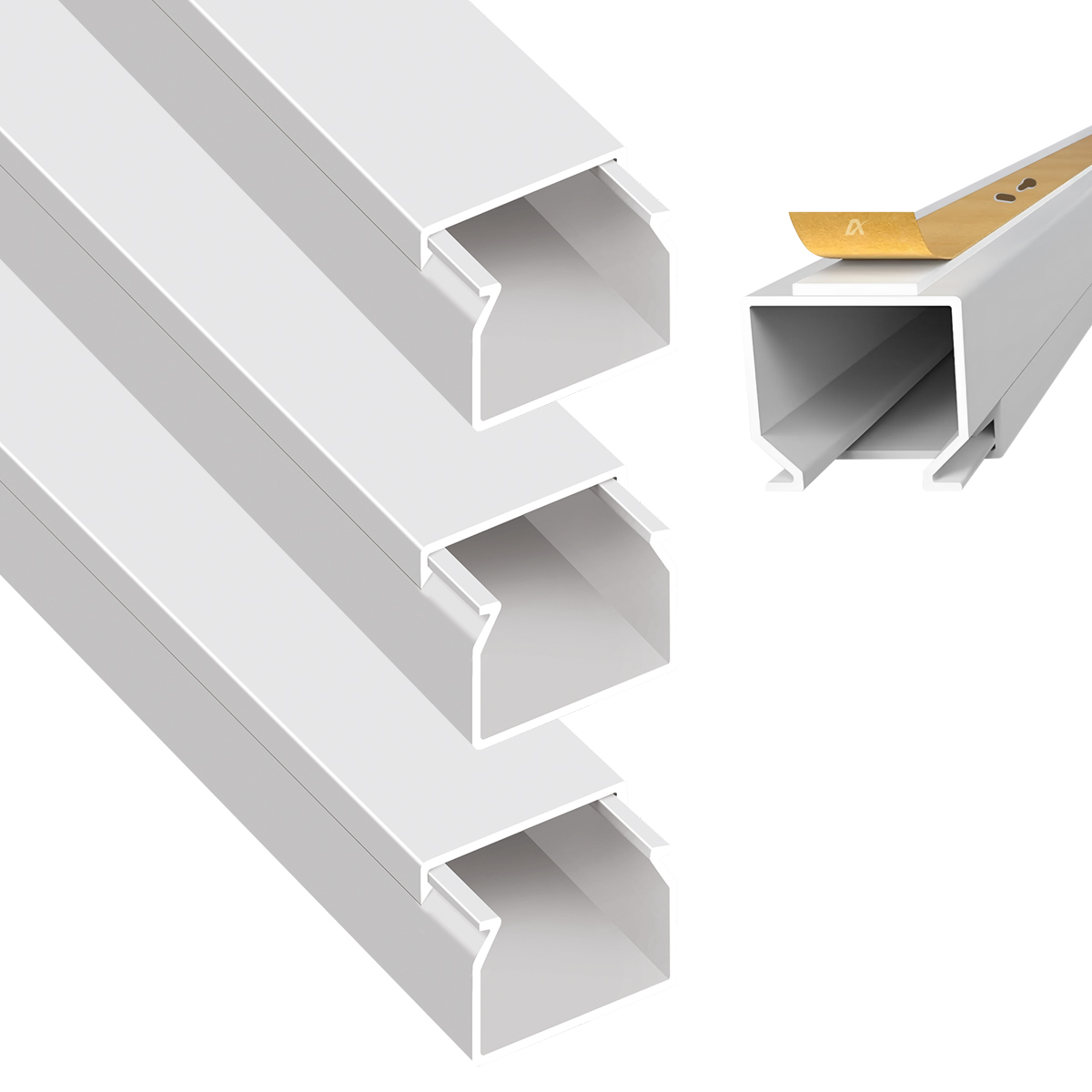 ARLI Kabelkanal selbstklebend 25x25 mm Weiß – 4m Installationskanal mit Klebeband & Bodenlochung IP40 PVC