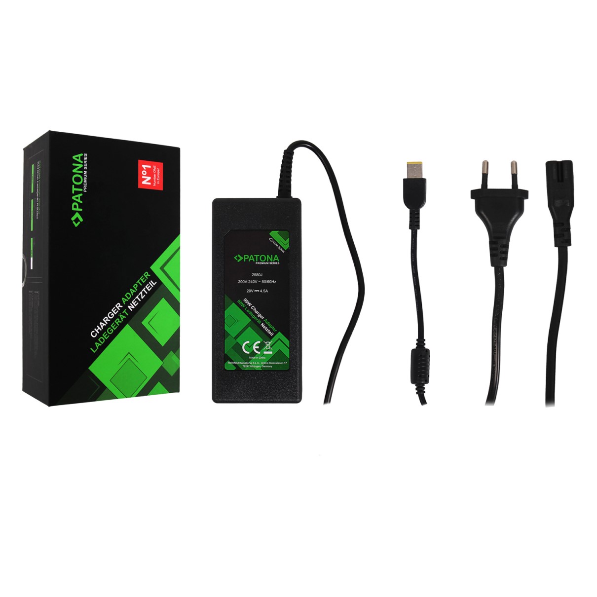 PATONA Netzteil 20V 4,5A 90W Square Tip für Lenovo ThinkPad T470P T460P T440P X1 Carbon
