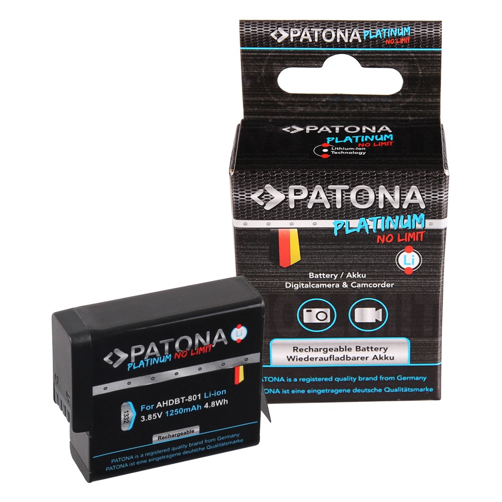 2x 2 x akku GoPro Hero 8 AHDBT-801 Hero 7 AHDBT-701 Hero 6 Hero 5 AHDBT-501 1250mAh Platinum Go Pro 025416 421850 GOP004 IEC 62133 IS 16046 R-41047830 601-10197-00 AABAT-001 ASST1 CHDHX-501 ladegerät charger usb set
