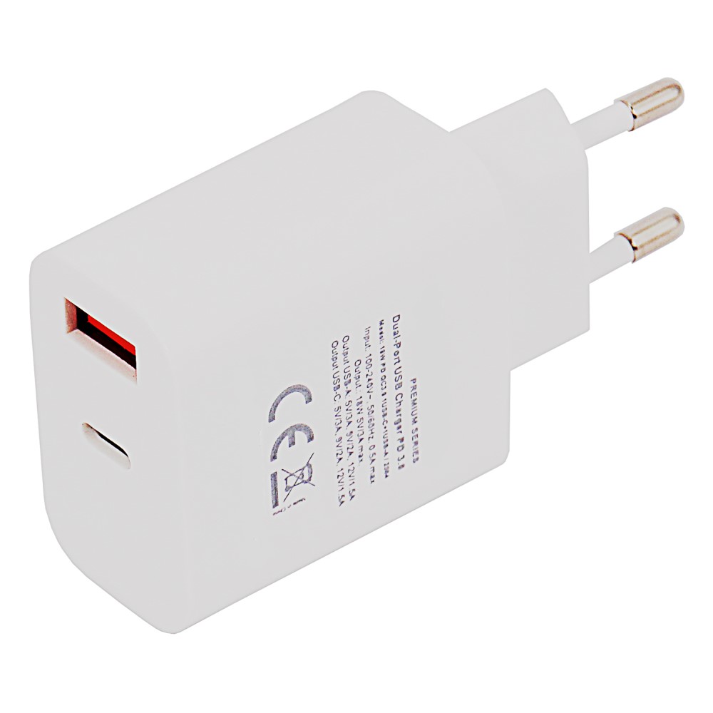 Premium Netzteil 18W PD QC USB 3.0 USB-C C + USB-A A 5V 3A Schnell Ladegerät 2 fach