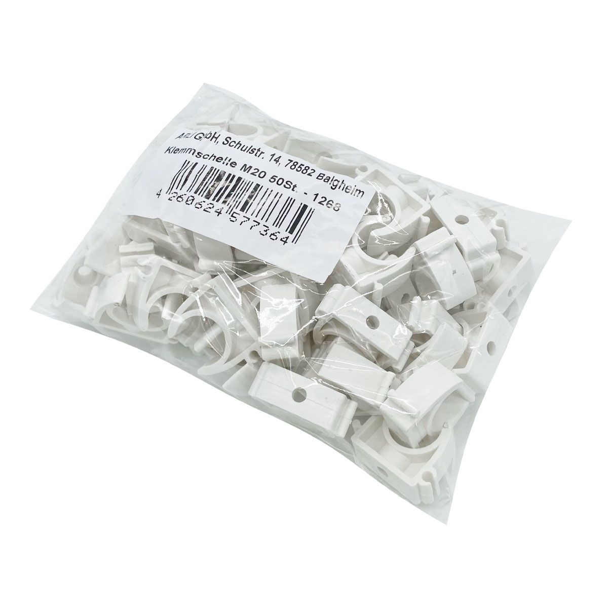 ARLI 50x Klemmschelle M20 Weiß – Rohrschellen für Installationsrohr Ø 20 mm Aufputz Montage Elektroinstallation