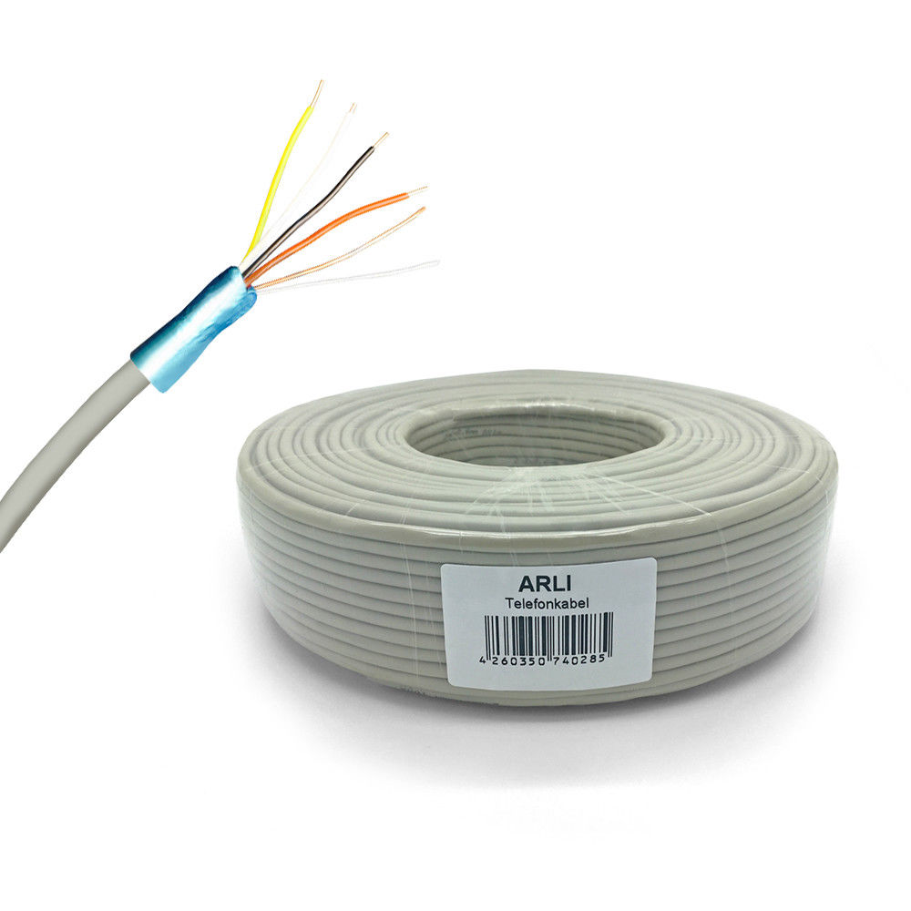 ARLI 100m Telefonkabel J-Y(ST)Y - 2x2x0,6 mm 4 Adern Verlegekabel für Telefon- & Datenleitungen