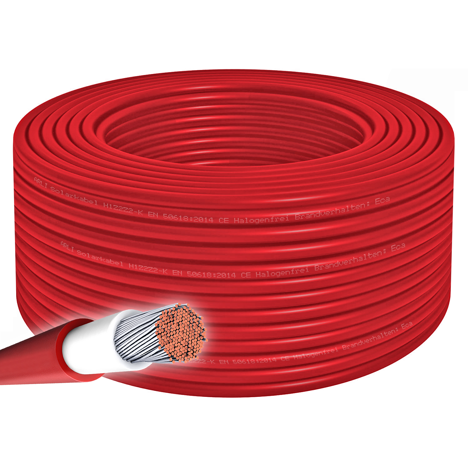 ARLI Solarkabel 6 mm² 100m Solarleitung H1Z2Z2-K rot Halogenfrei ( 1x 6mm² )