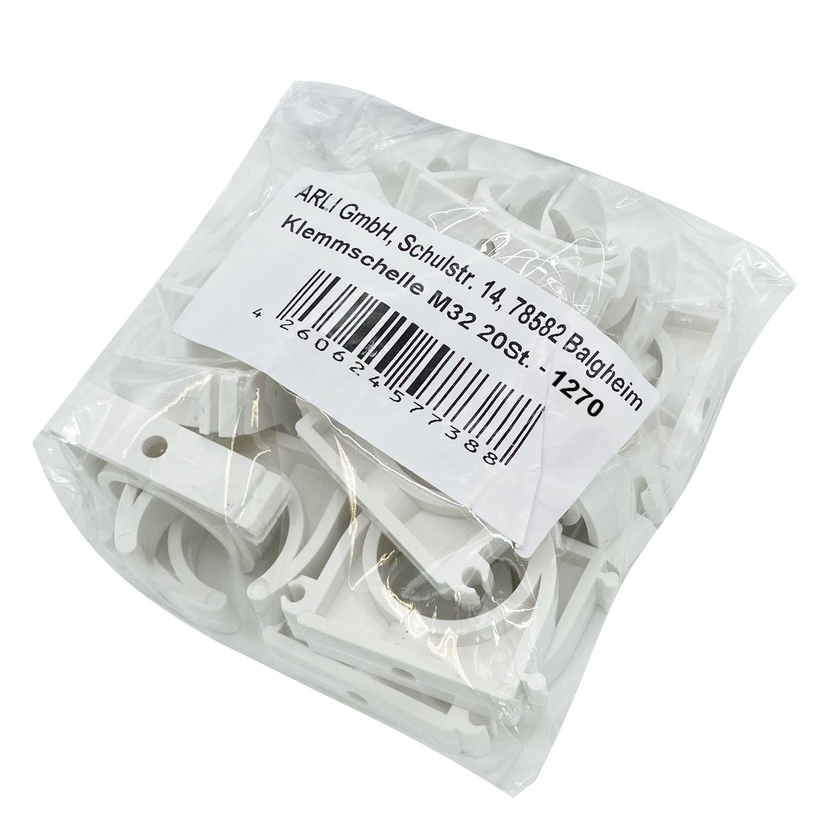 ARLI 20x Klemmschelle M32 Weiß – Rohrschellen für Installationsrohr Ø 32 mm Aufputz Montage Elektroinstallation